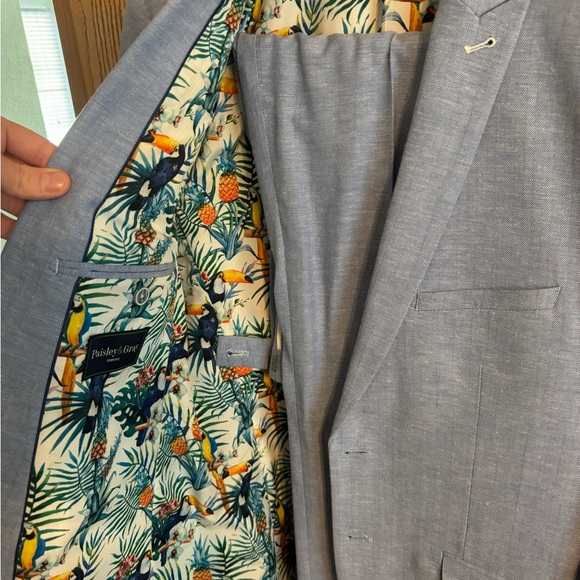 COPY - Paisley and Gray tropical suit set, jacket-38R, slim fit, pants, W30/32L… - Picture 2 of 2